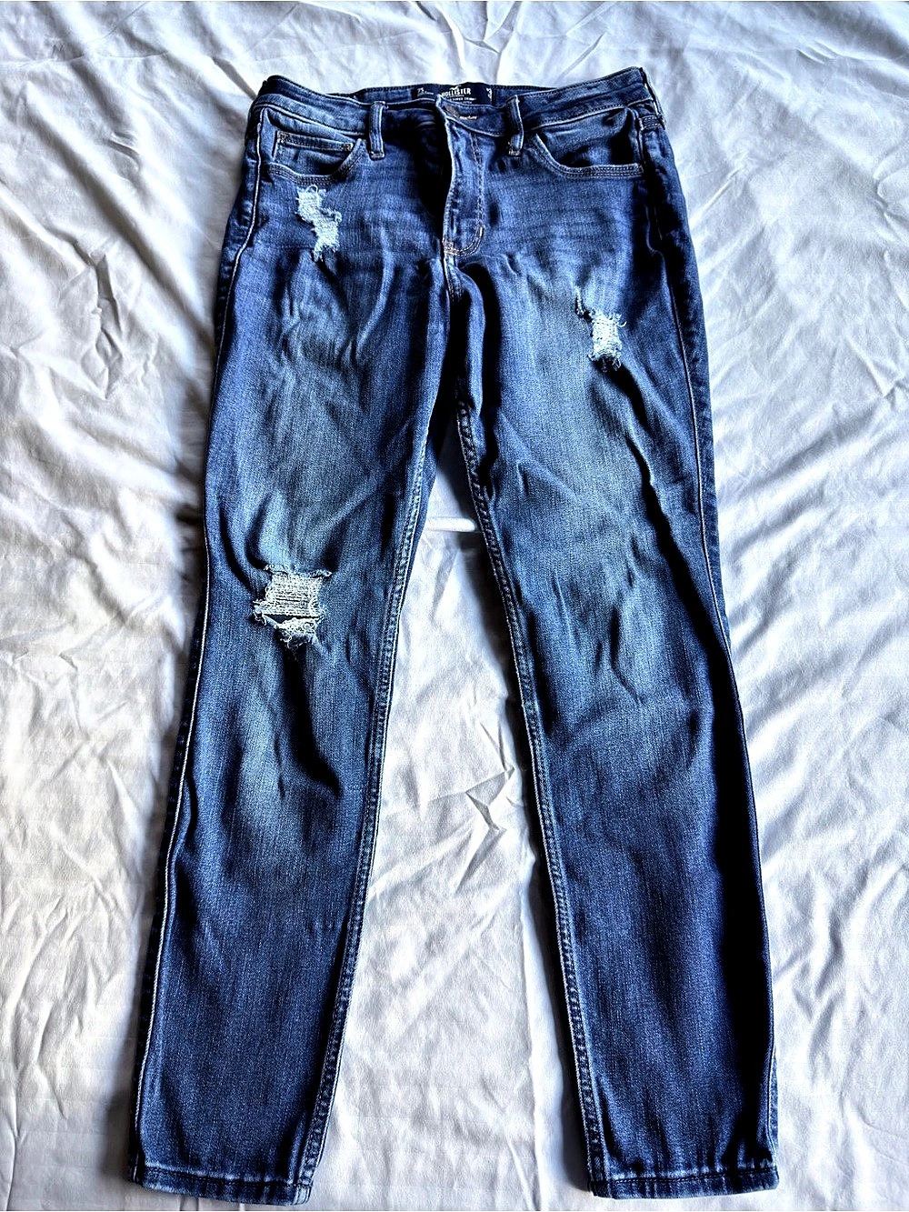 Hollister High-Rise Super Skinny Distressed Blue Waist 7S